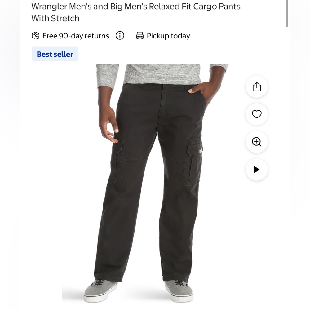 NEW: Wrangler Men's Relaxed Fit Cargo Pants - Black